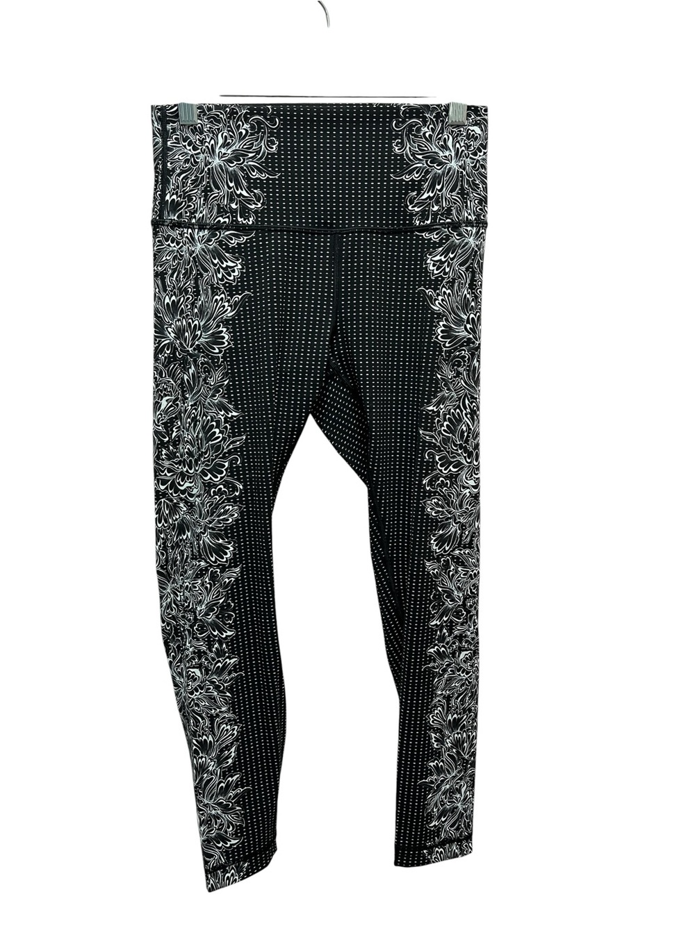 lululemon athletica Black Leggings with White Floral Side Panels